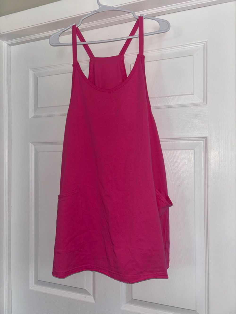 Bright Pink Mini Dress with Double Straps with built in shorts